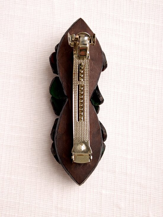 Handmade Leather Fall Multicolor Floral Hair Barrette | Colombian Artisan Clip main image 9